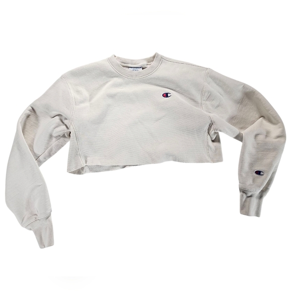 Champion Off White Cropped Sweatshirt Size Small - Picture 1 of 5